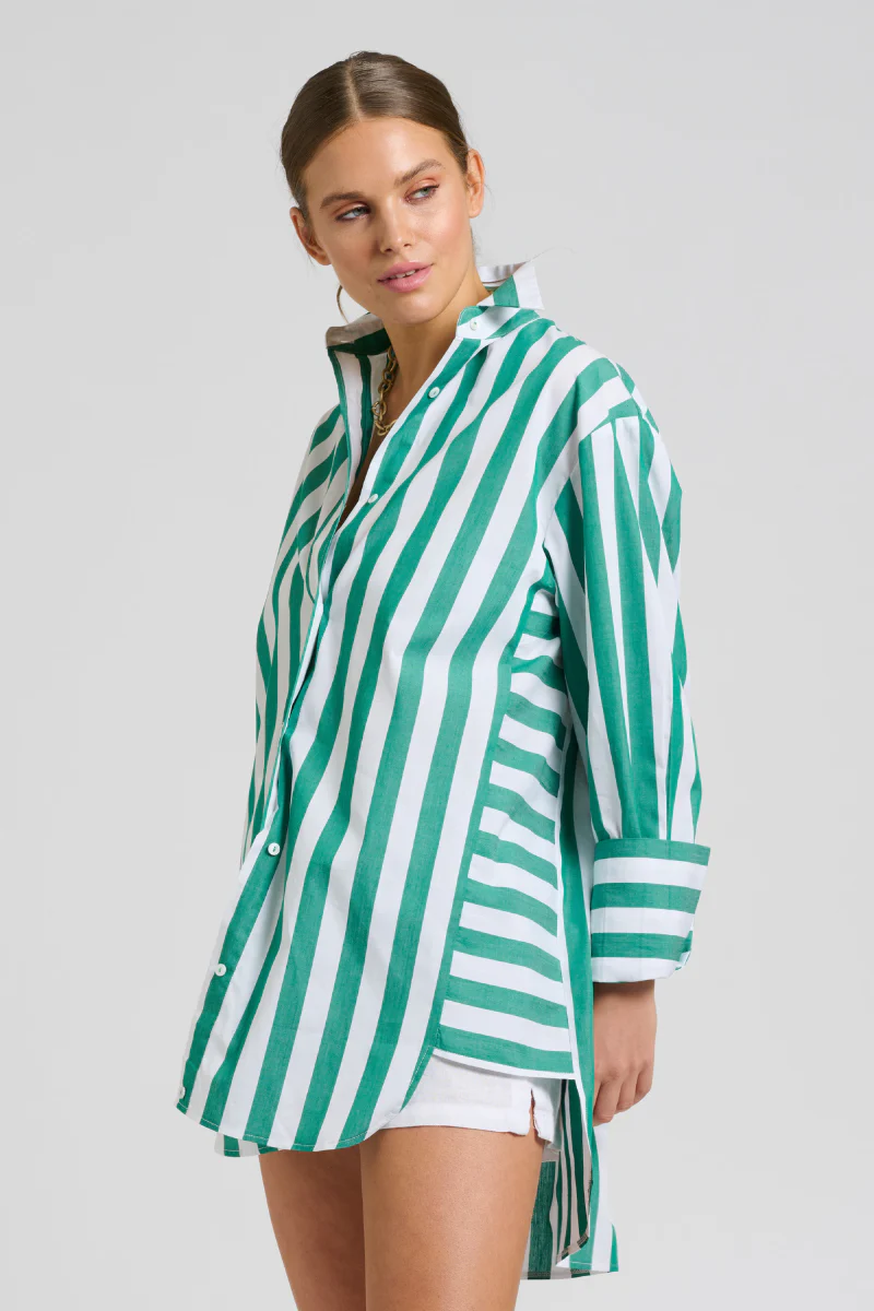 Shirty The Andrea Shirt Green Wide Stripe