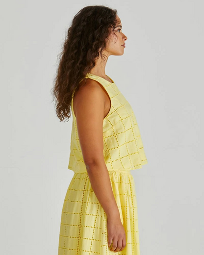 Sass Helmi Broderie Tank Yellow