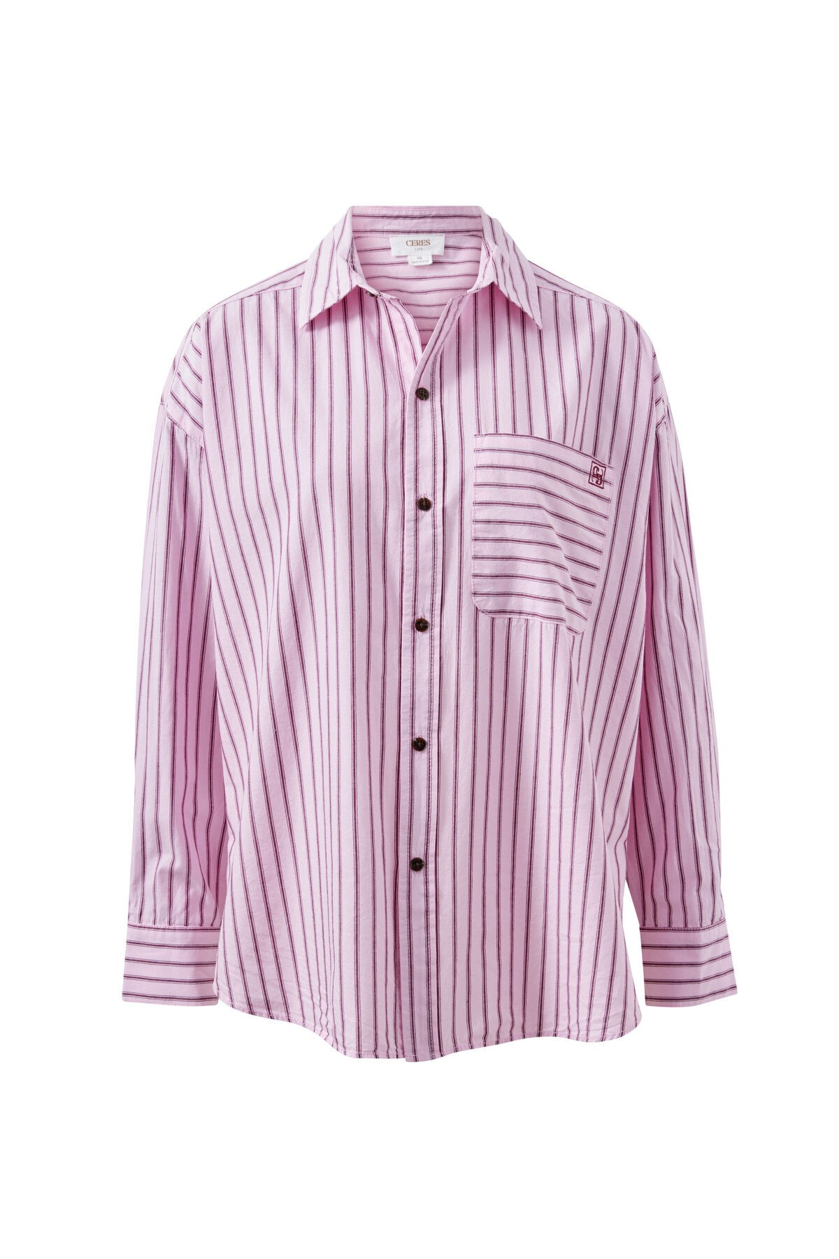 Ceres Life Peta Oversized Shirt - Sunfaded Pink Stripe