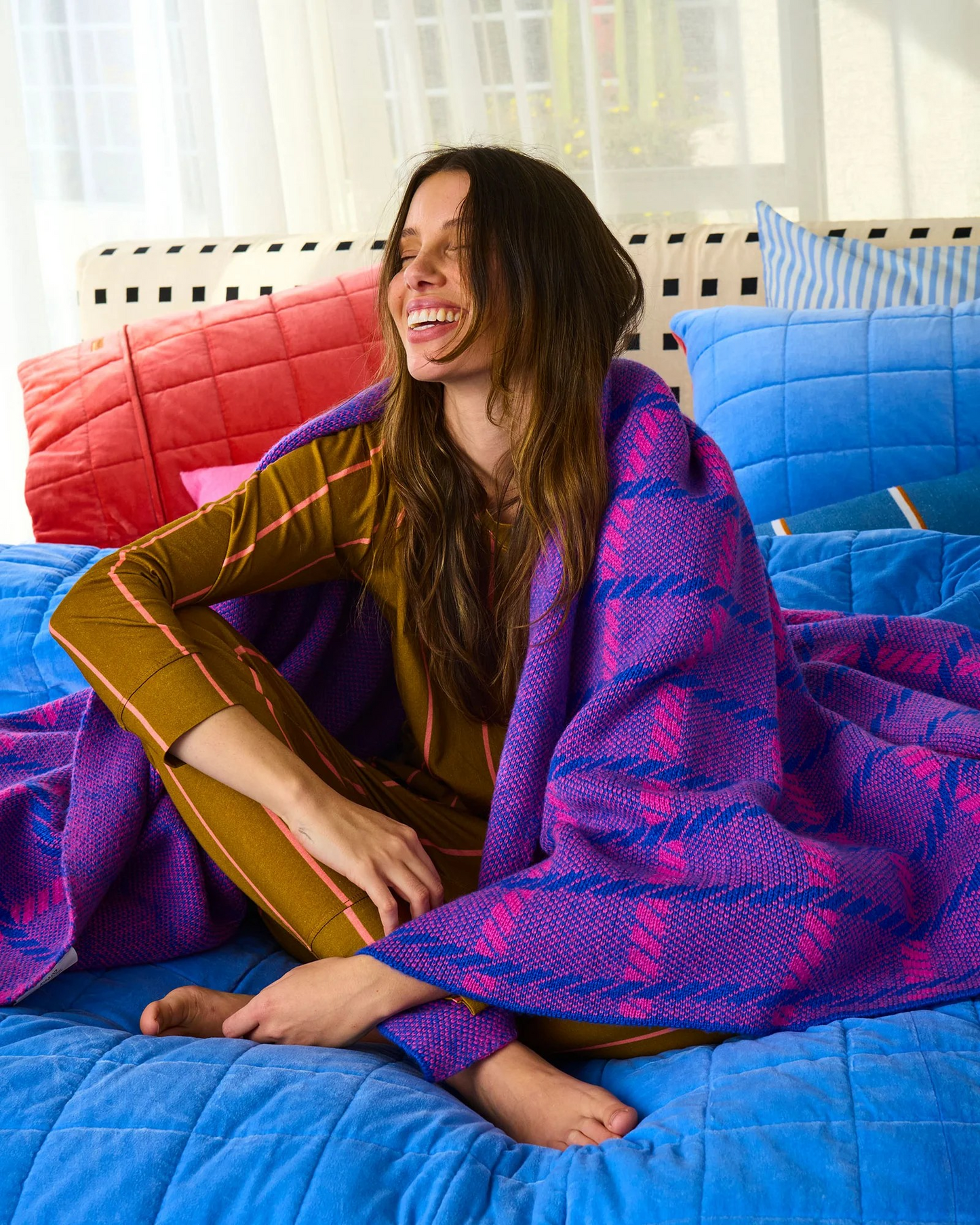 Kip and Co Pink Punch Check Blanket