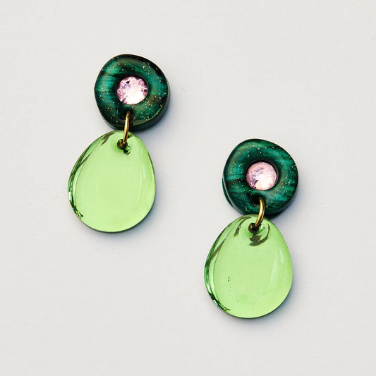 Martha Jean Jam Gem Earrings - Green