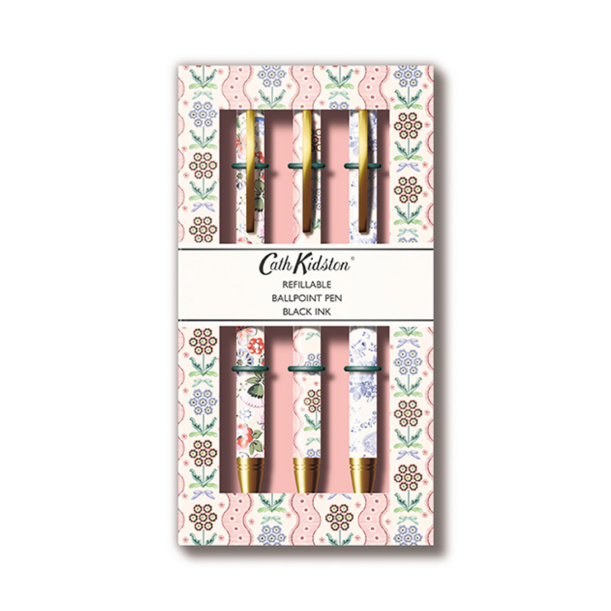 Cath Kidston Gift Pen Set (3) Stationery Pink Blue Flowers