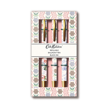 Cath Kidston Gift Pen Set (3) Stationery Pink Blue Flowers