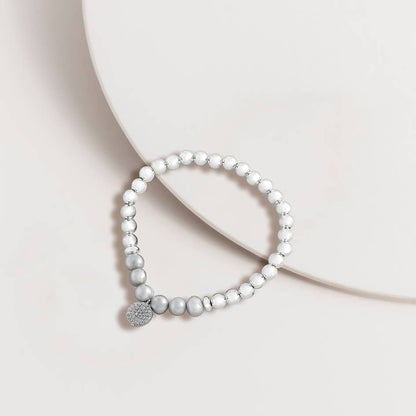 Freshwater Pearl and Pave Charm Bracelet: Silver 1