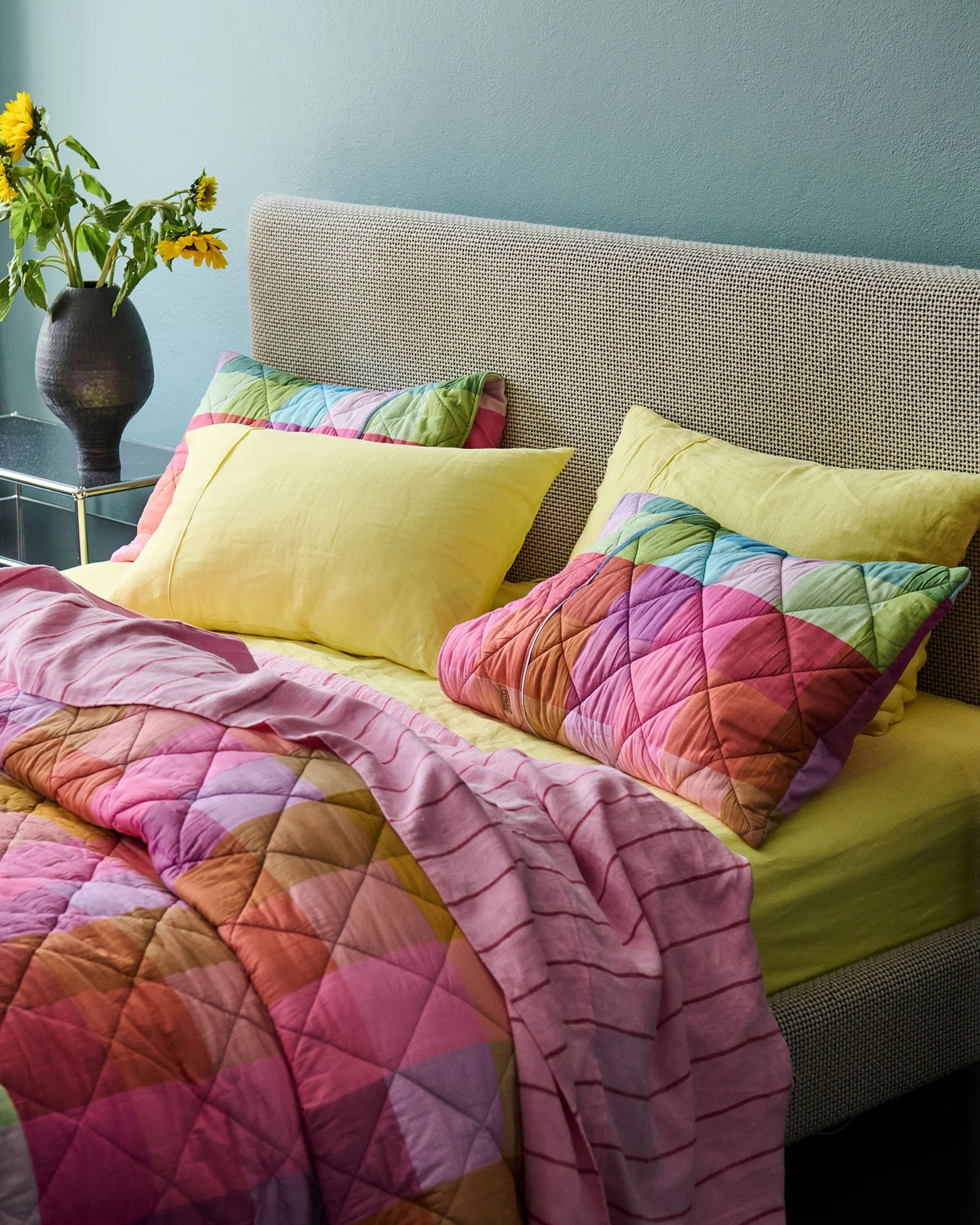 Kip and Co Ponza Tartan Organic Cotton Quilted Pillowcase set