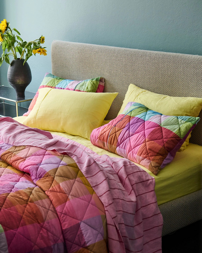 Kip and Co Ponza Tartan Organic Cotton Quilted Pillowcase set