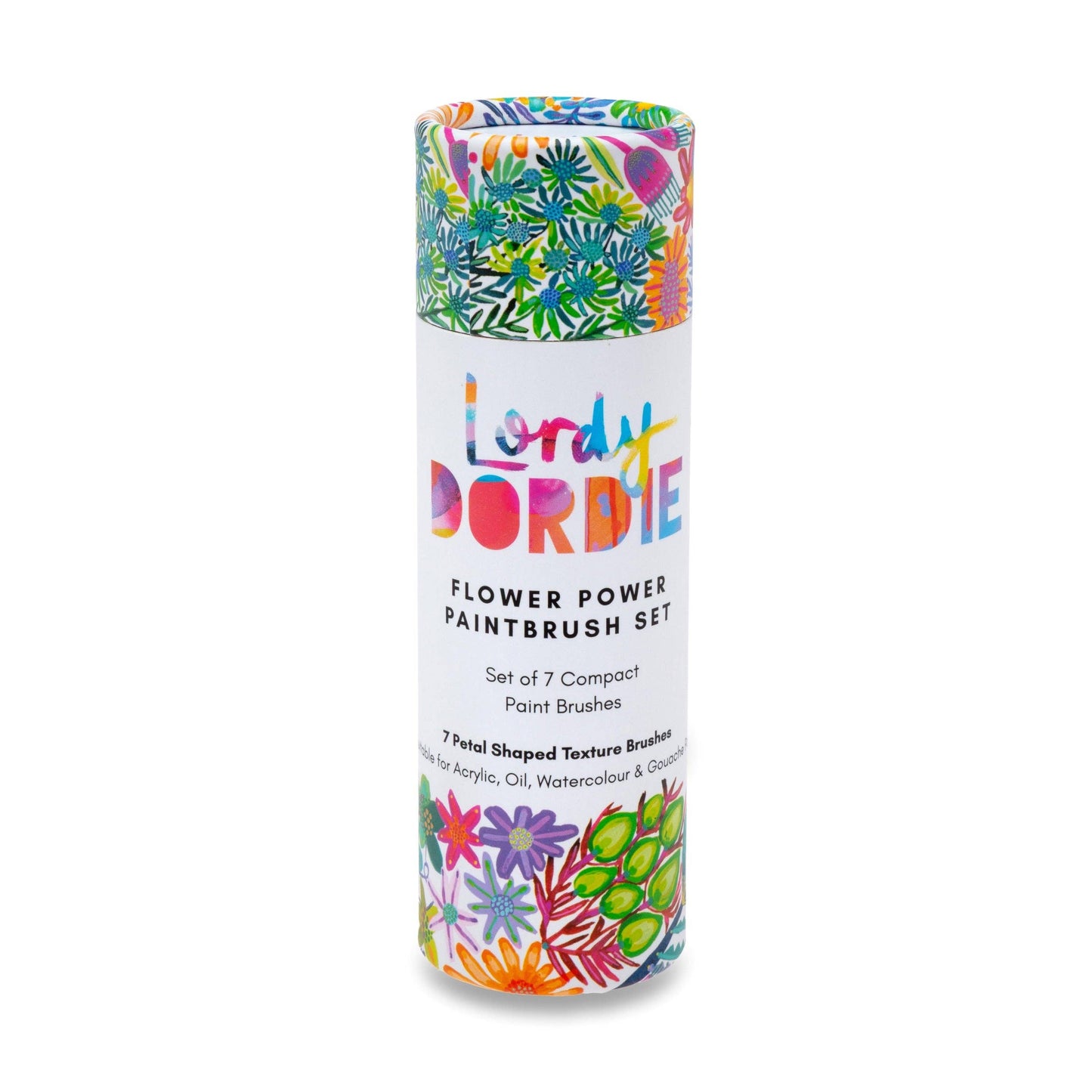 Lordy Dordie Flower Power Travel Paintbrush Set