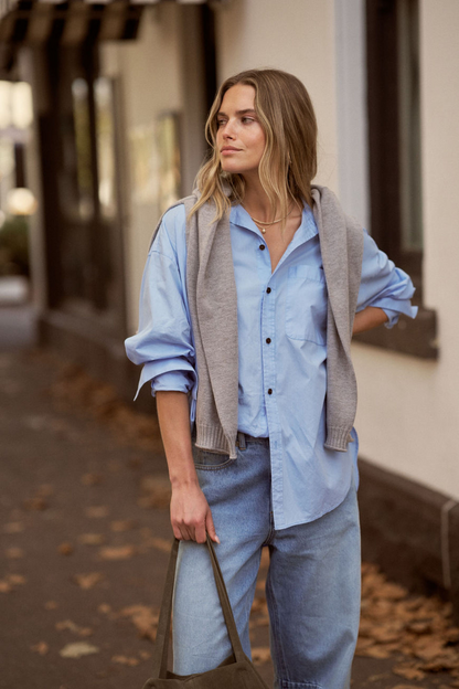 Ceres Life Peta Oversized Shirt - Sky Blue