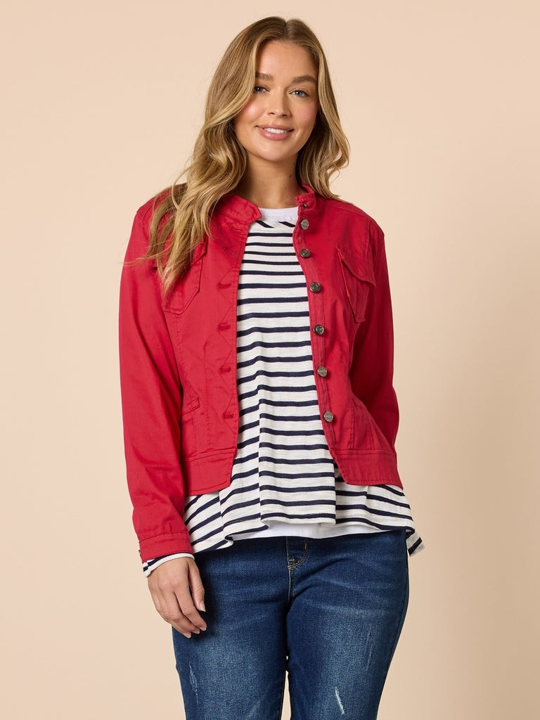 Threadz Maggie Denim Jacket - Red
