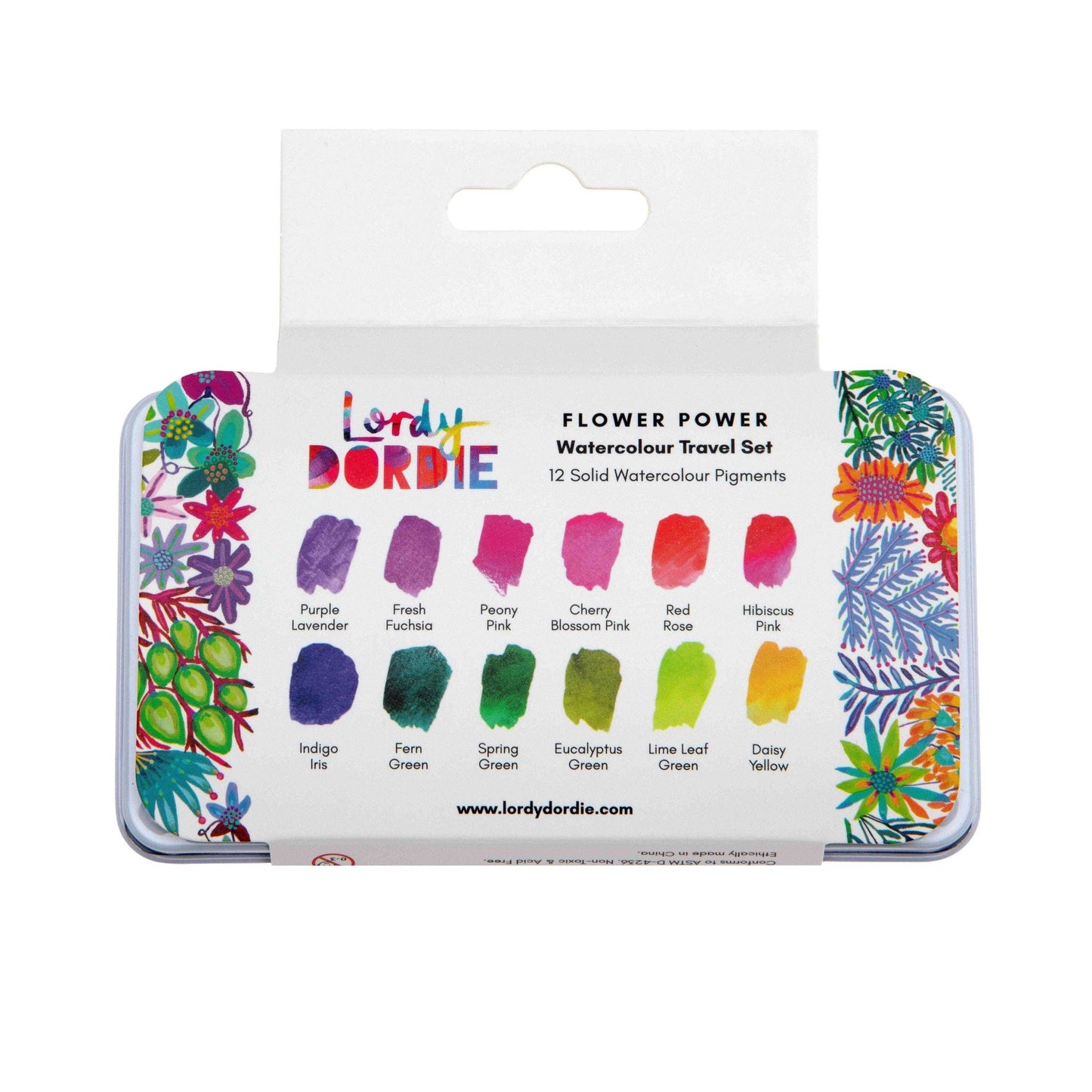 Lordy Dordie "Flower Power" Watercolour Travel Paint Set