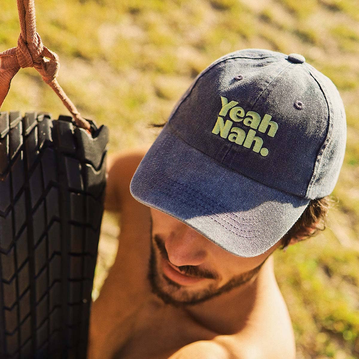 Skwosh Yeah Nah Cotton Cap in Navy: Navy / OS