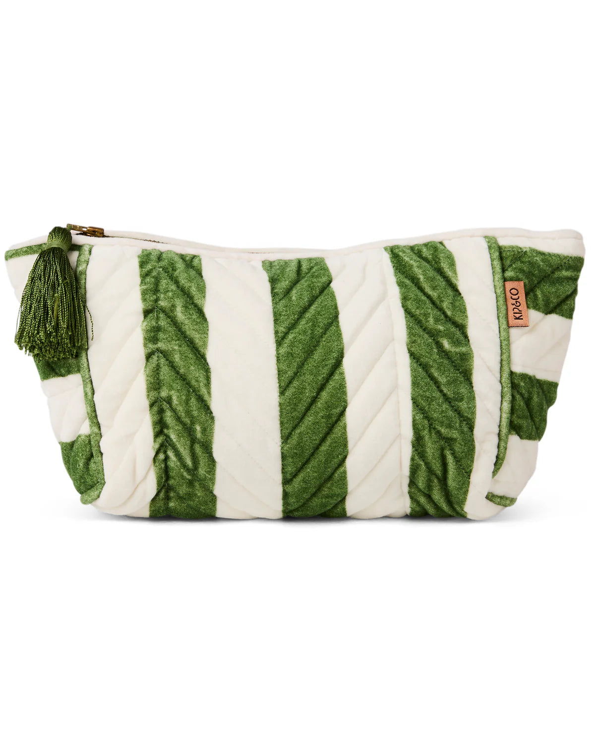 Kip and Co Moss Stripe Velvet Toiletry Bag