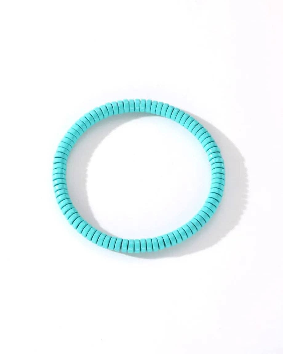 Colourful Enamel Stacking Bracelet Collection in Gold & Silver: Gold Tubey Blue