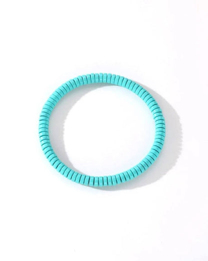 Colourful Enamel Stacking Bracelet Collection in Gold & Silver: Gold Tubey Blue