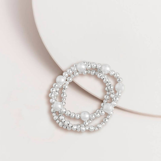 3 Piece Pearl Jumble Bracelet: Silver 6