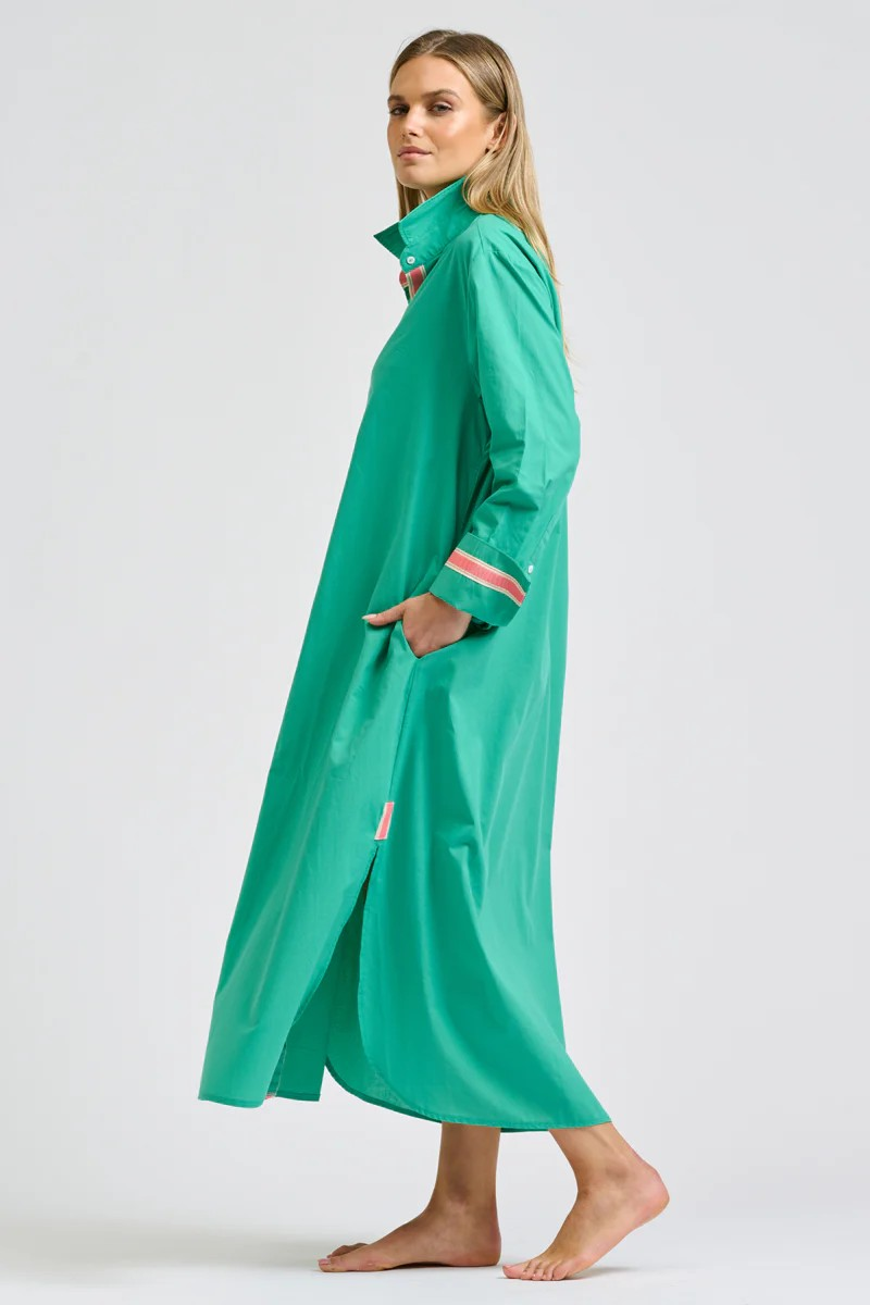 Shirty Pia Longline Shirtdress - Marine Green