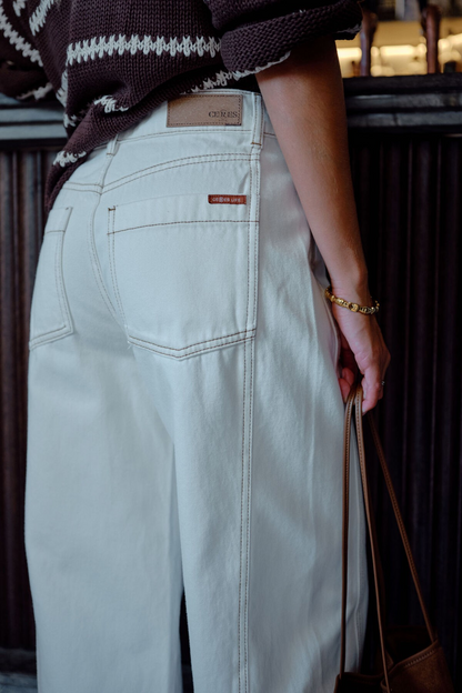 Ceres Life Demi Darted Barrel Jean - Fresh Ecru