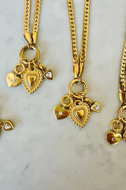 Mosk Melbourne Triple Heart Charm Necklace