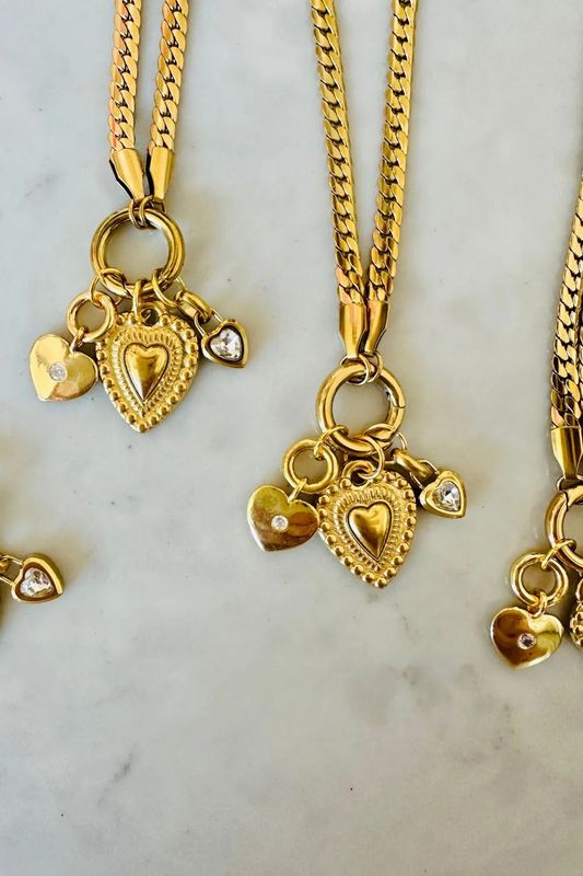 Mosk Melbourne Triple Heart Charm Necklace