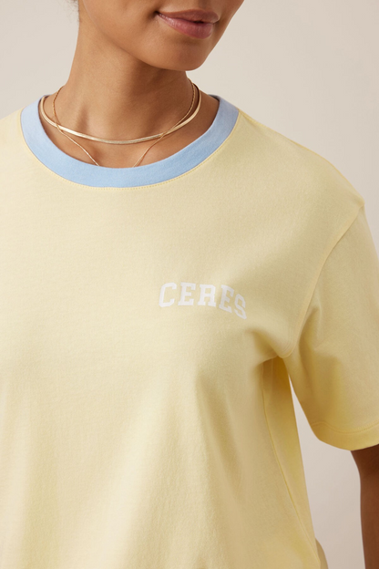Ceres Life Stevie Slouchy Tee - New butter/Heritage logo