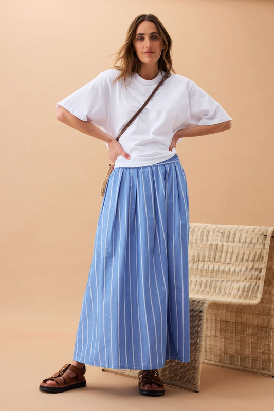 Ceres Life Florence Maxi Skirt - Oxford Blue/White Stripe