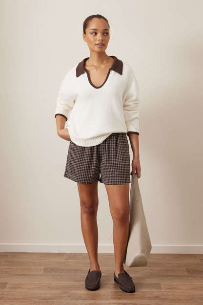 Ceres Life Mila Short - Textured Chocolate Check