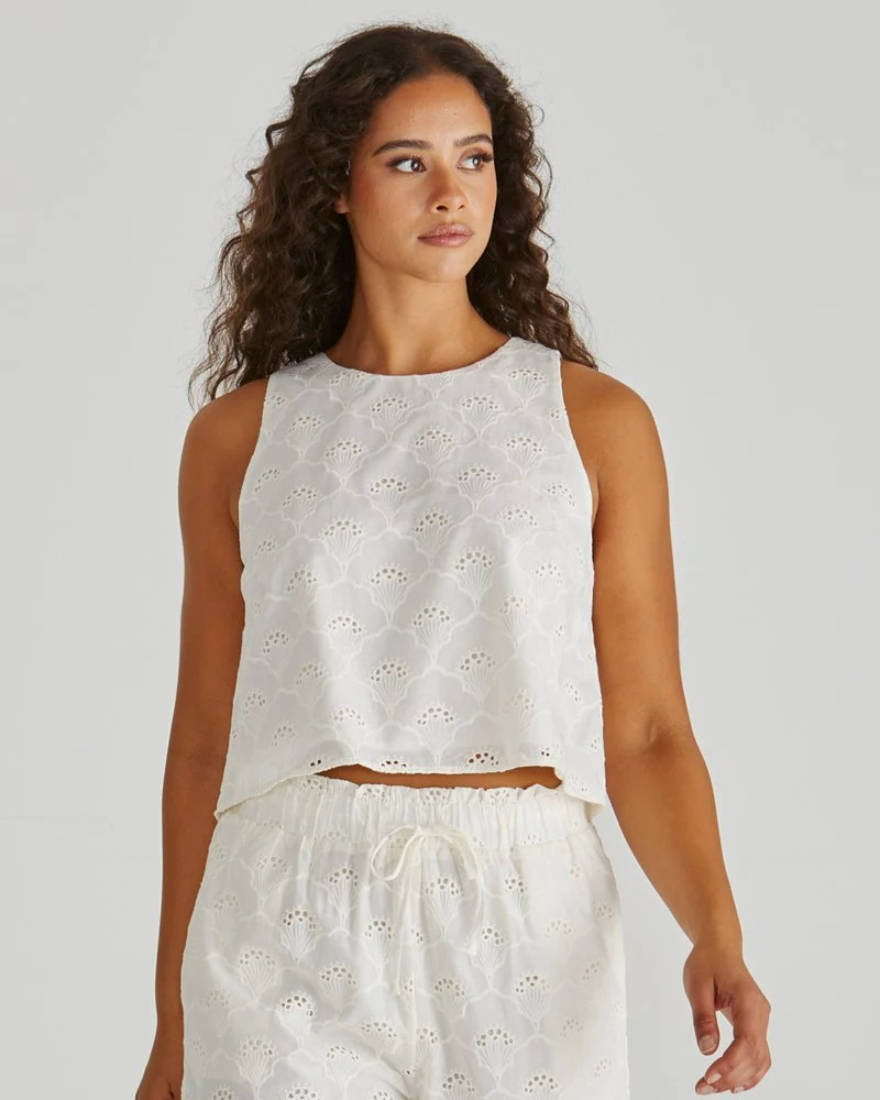 Zimmy Broderie Tank Cream