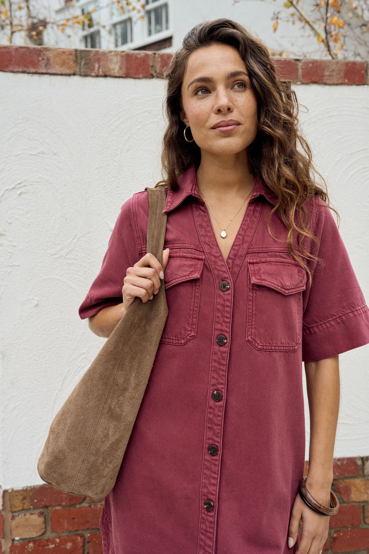 Bonnie Relaxed Shirt Dress - Mulberry