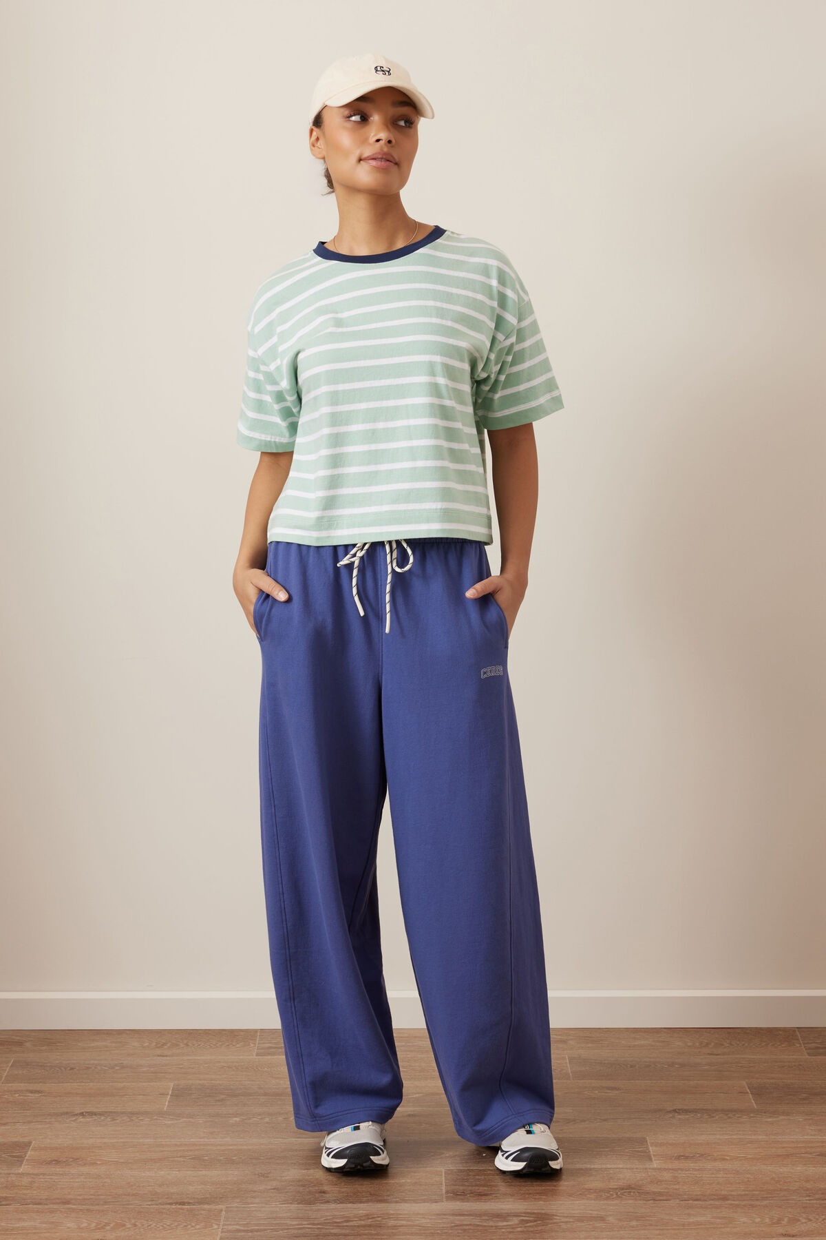 Ceres Life Brea Boxy Tee - Seafoam/White stripe