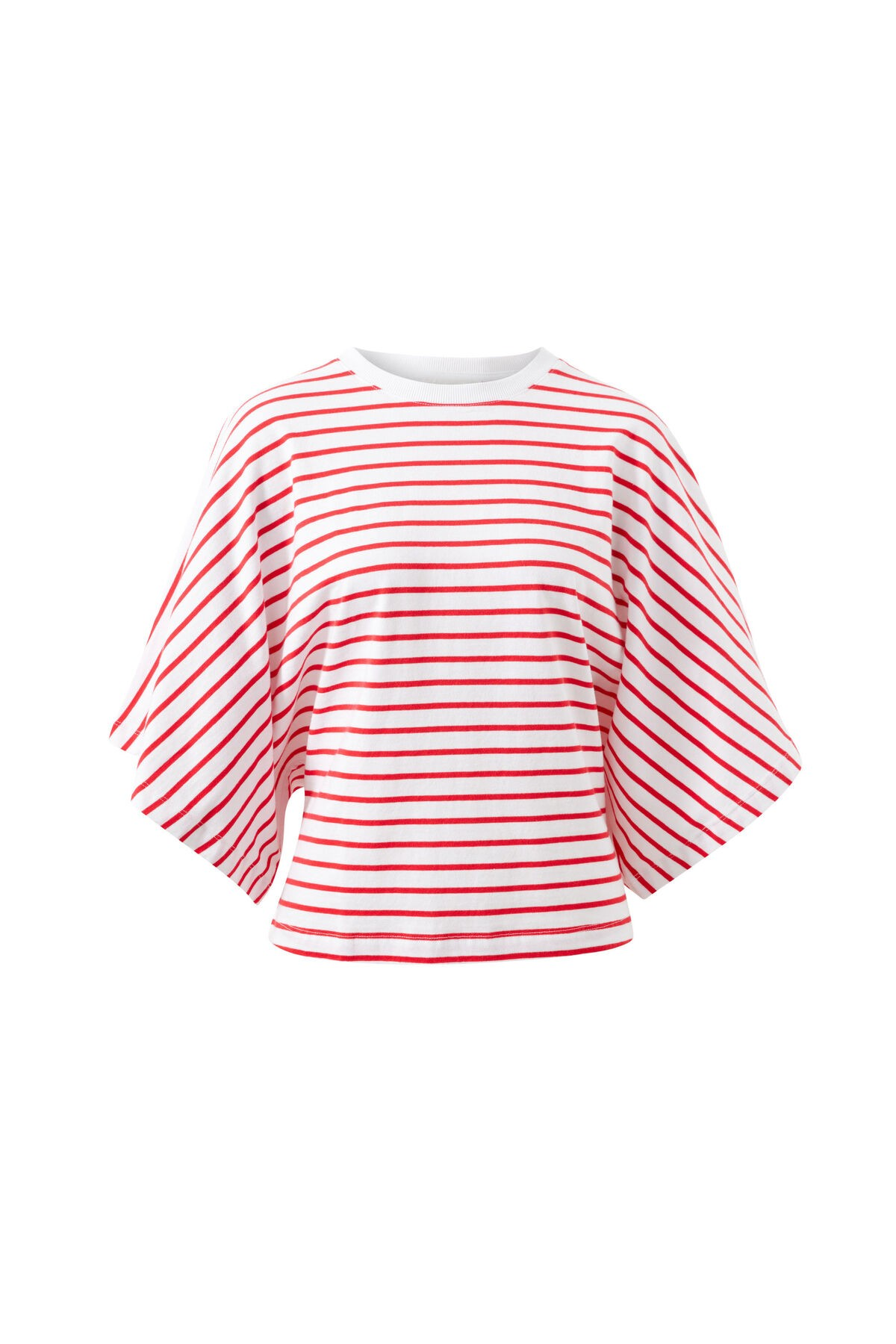Ceres Life Lucy Relaxed Sleeve Tee - White/ Heritage Red Stripe