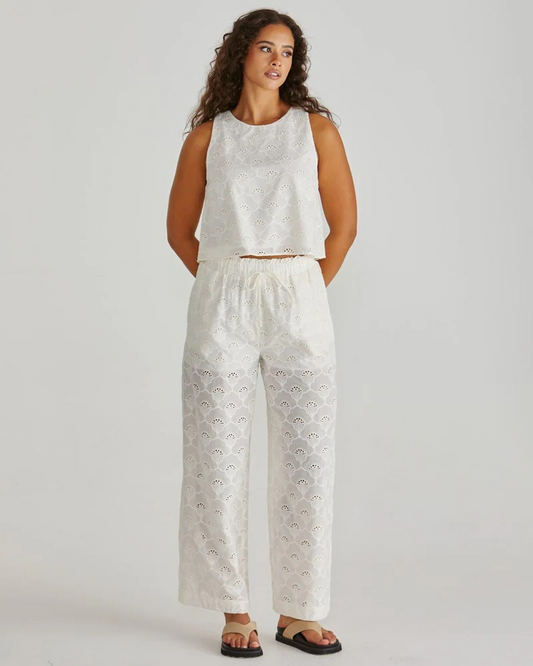 Sass Zimmy Broderie Pant - Cream