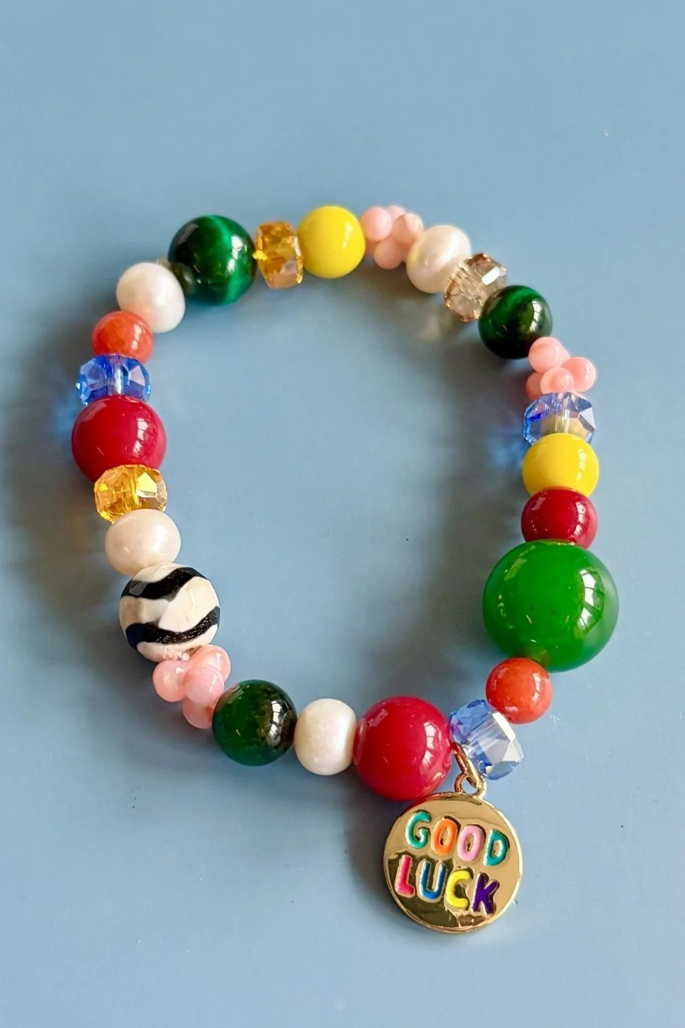 semi precious stone charm bracelet