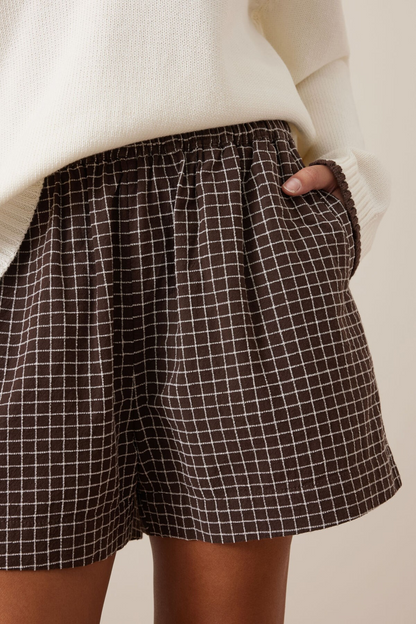 Ceres Life Mila Short - Textured Chocolate Check
