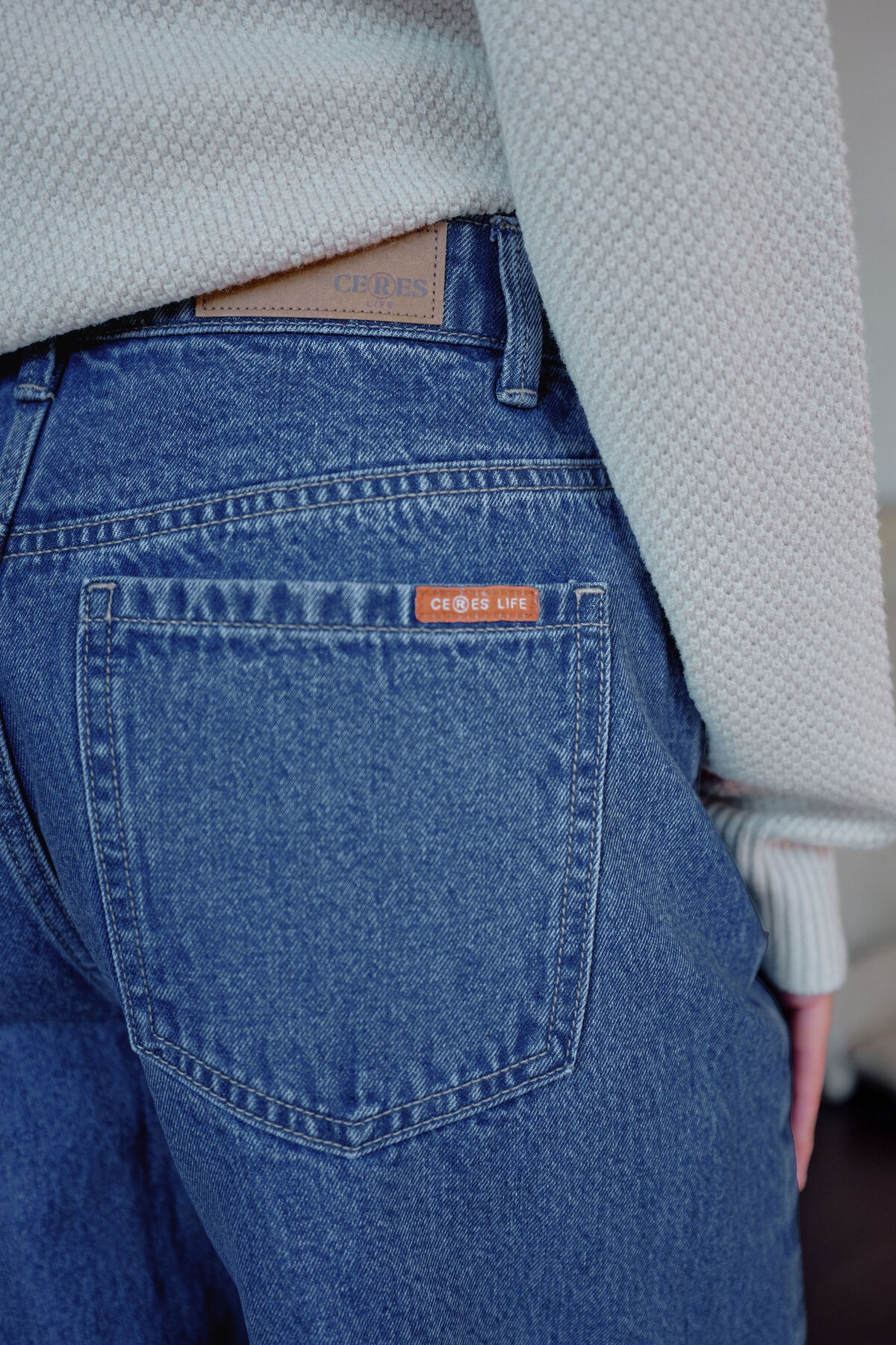 Ceres Life Leah Tapered Barrel Jean - Fresh Indigo