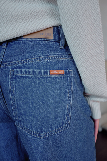 Ceres Life Leah Tapered Barrel Jean - Fresh Indigo