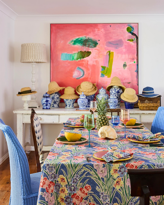 Kip&Co Gladiolus blue floral rectangular dining tablecloth