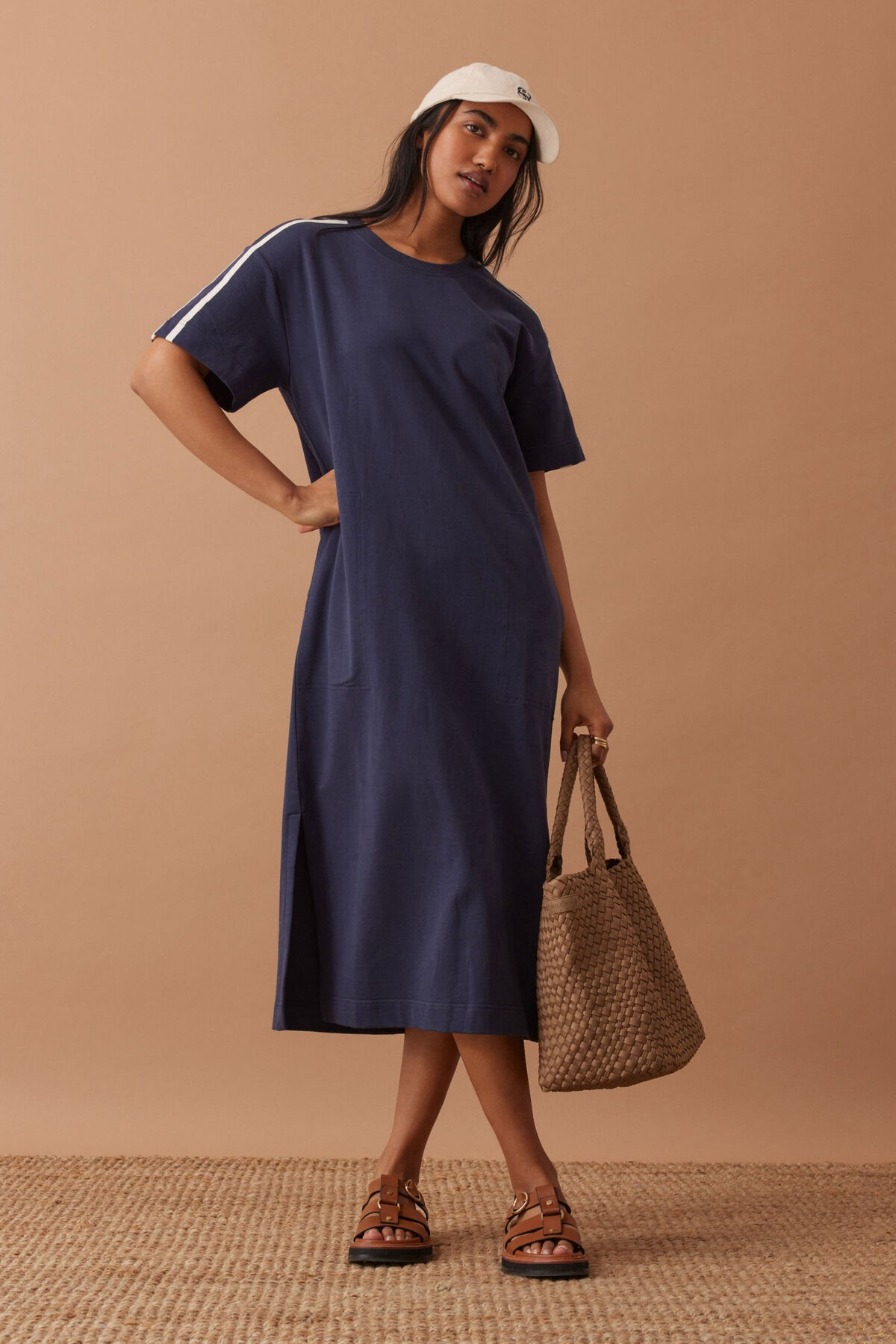 Ceres Life Charlotte Midi Terry Dress Navy