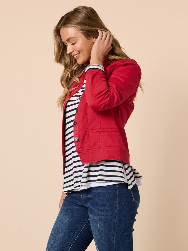 Threadz Maggie Denim Jacket - Red