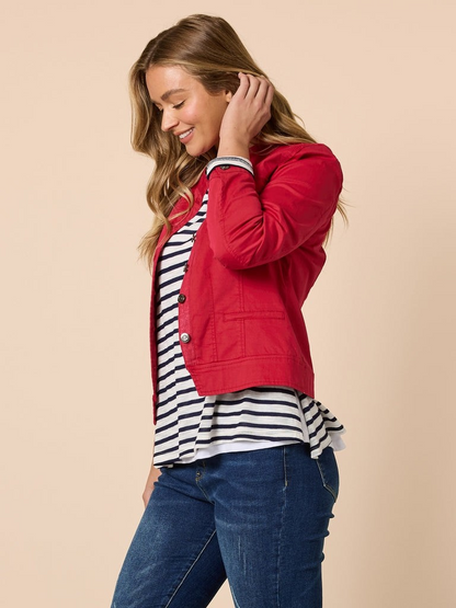 Threadz Maggie Denim Jacket - Red