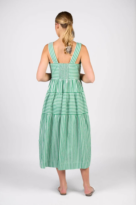 Vassalli Tiered Dress - Clover Stripe