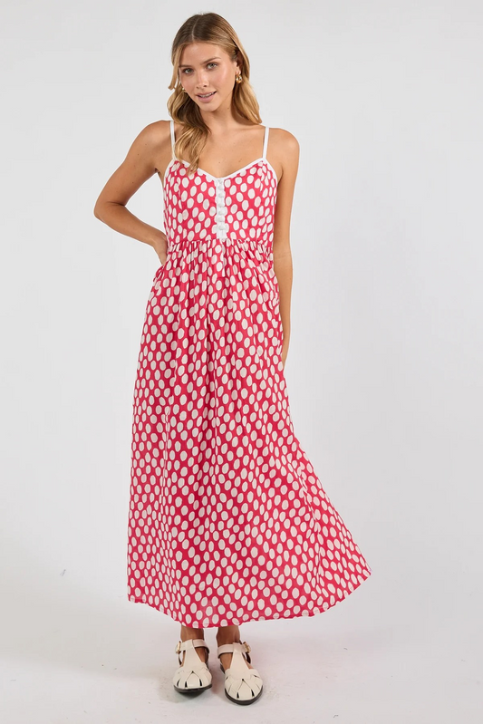 Ibisa Spot On Sundress in Coral | Sterling Belle Australia