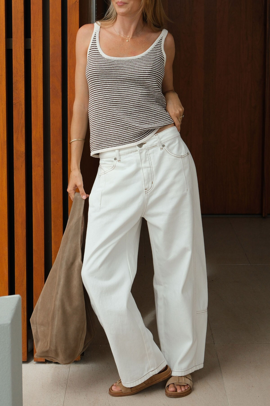 Ceres Life Demi Darted Barrel Jean - Fresh Ecru