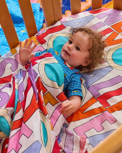 Kip&Co X The Beatles 'All You Need Is Love' 100% Bamboo Muslin Baby Swaddle