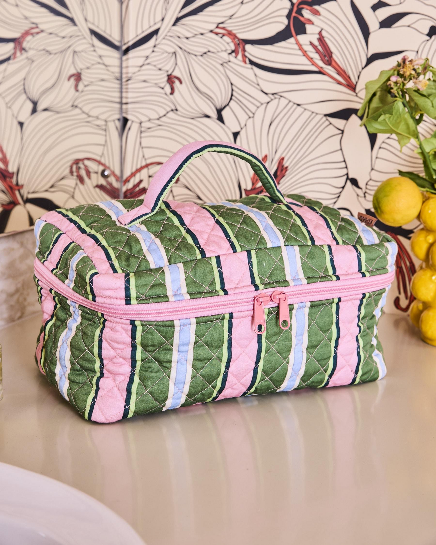 Kip and Co Cactus Stripe Cotton Toiletry Case - One Size