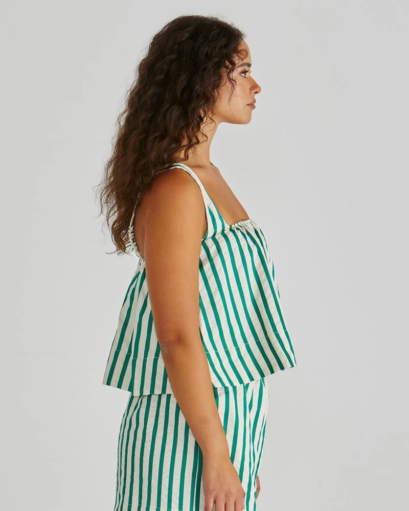 Sass Henri Baby Doll Top Green Stripe