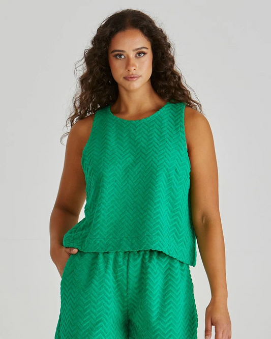 Sass Codi Tank Green Zig Zag