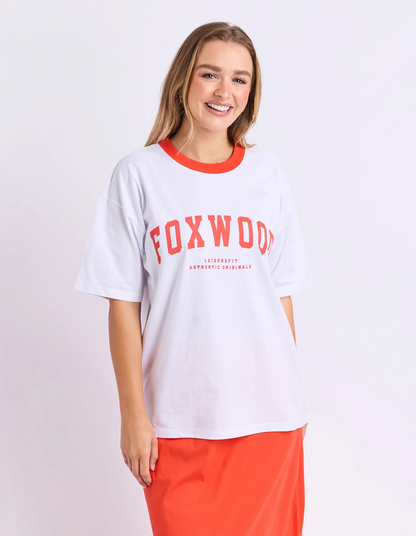 Foxwood Intention Contrast Tee - White/Grenadine