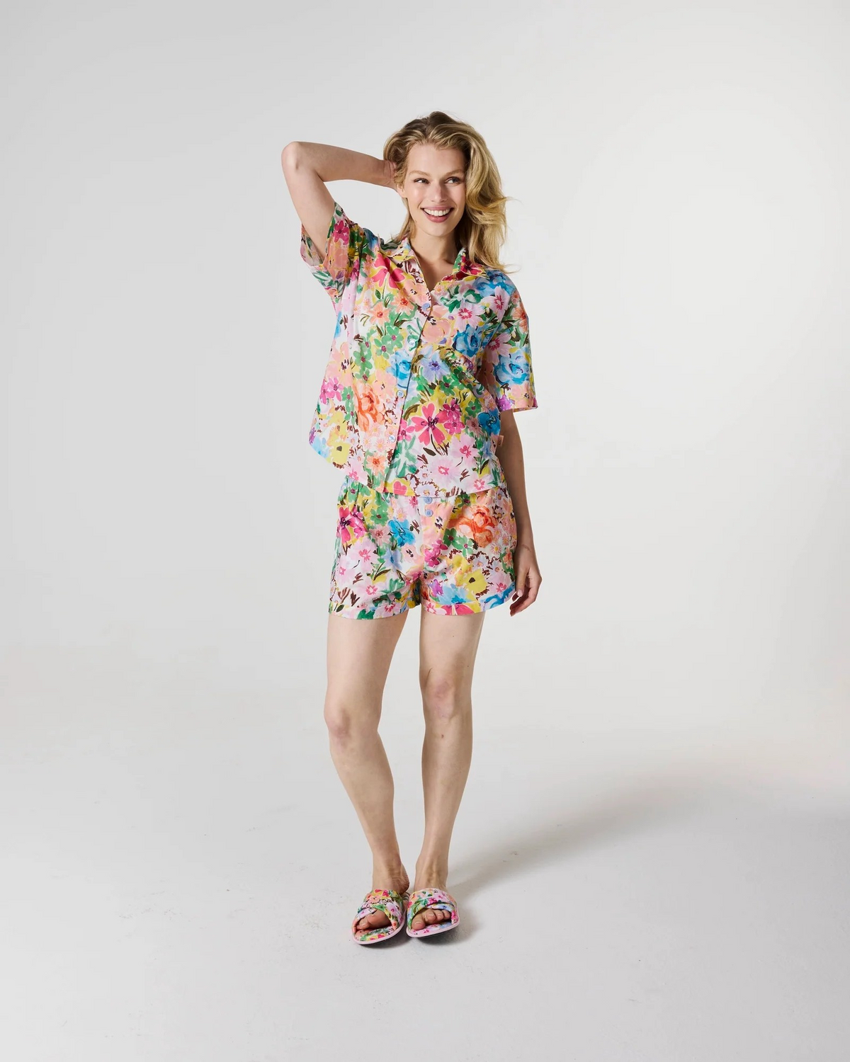 Kip and Co Alfresco Adult Organic Cotton Shirt & Short Pyjama Set