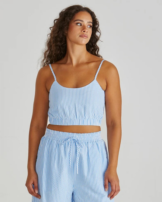 Sass Alani Shirred Bralette Blue White Stripe