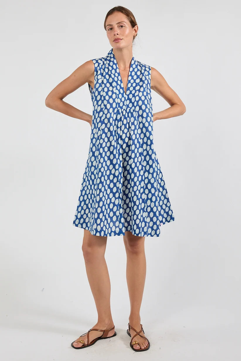 Ibisa Spot On Sleeveless Summer Dress in Navy | Sterling Belle Australia
